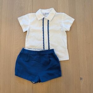Miranda Kids White and Blue Button Down Shirt Set